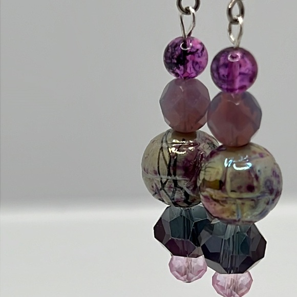 Modern Purple Hued Earrings. - Picture 3 of 4